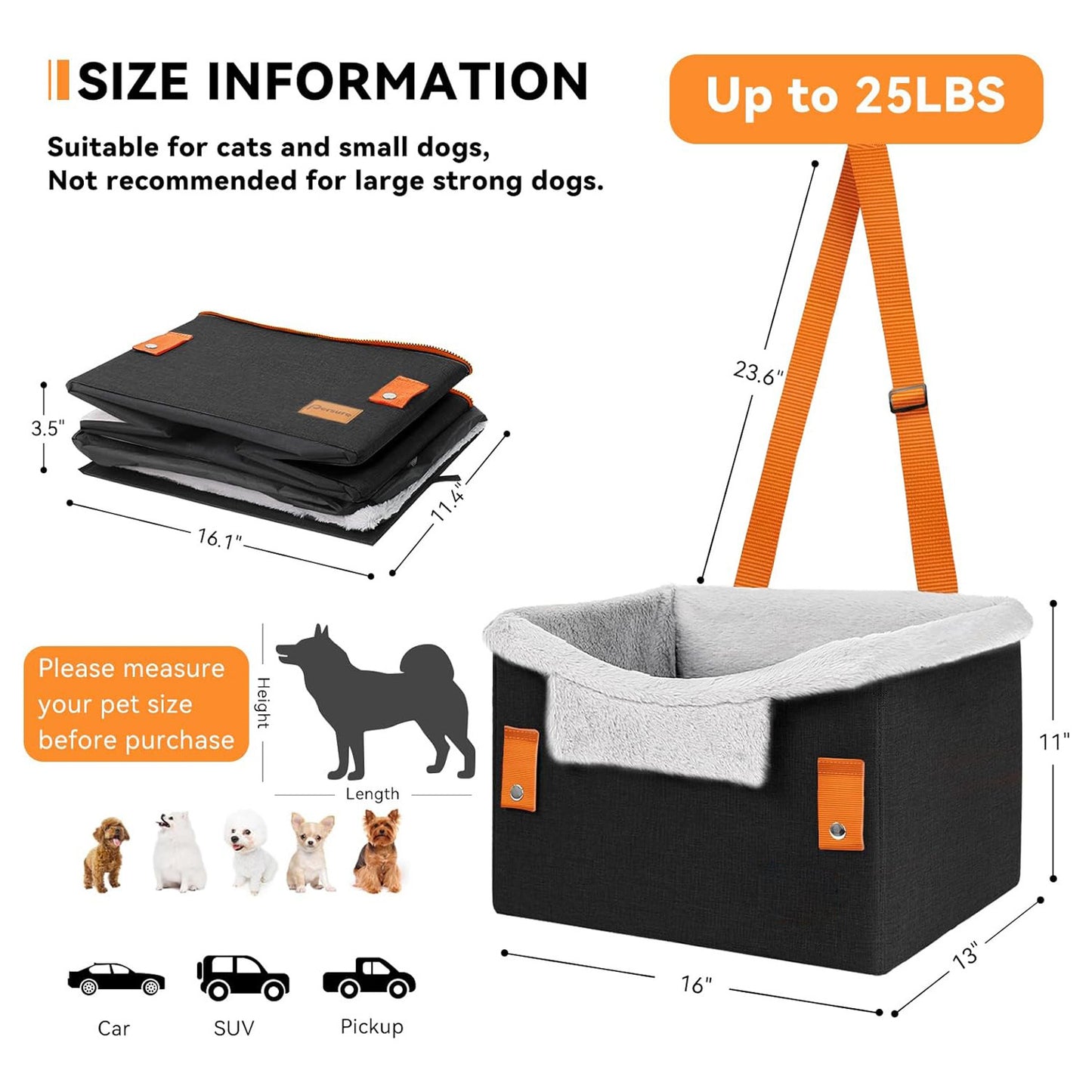 Portable Pet Booster Seat With Clip-On Safety Leash